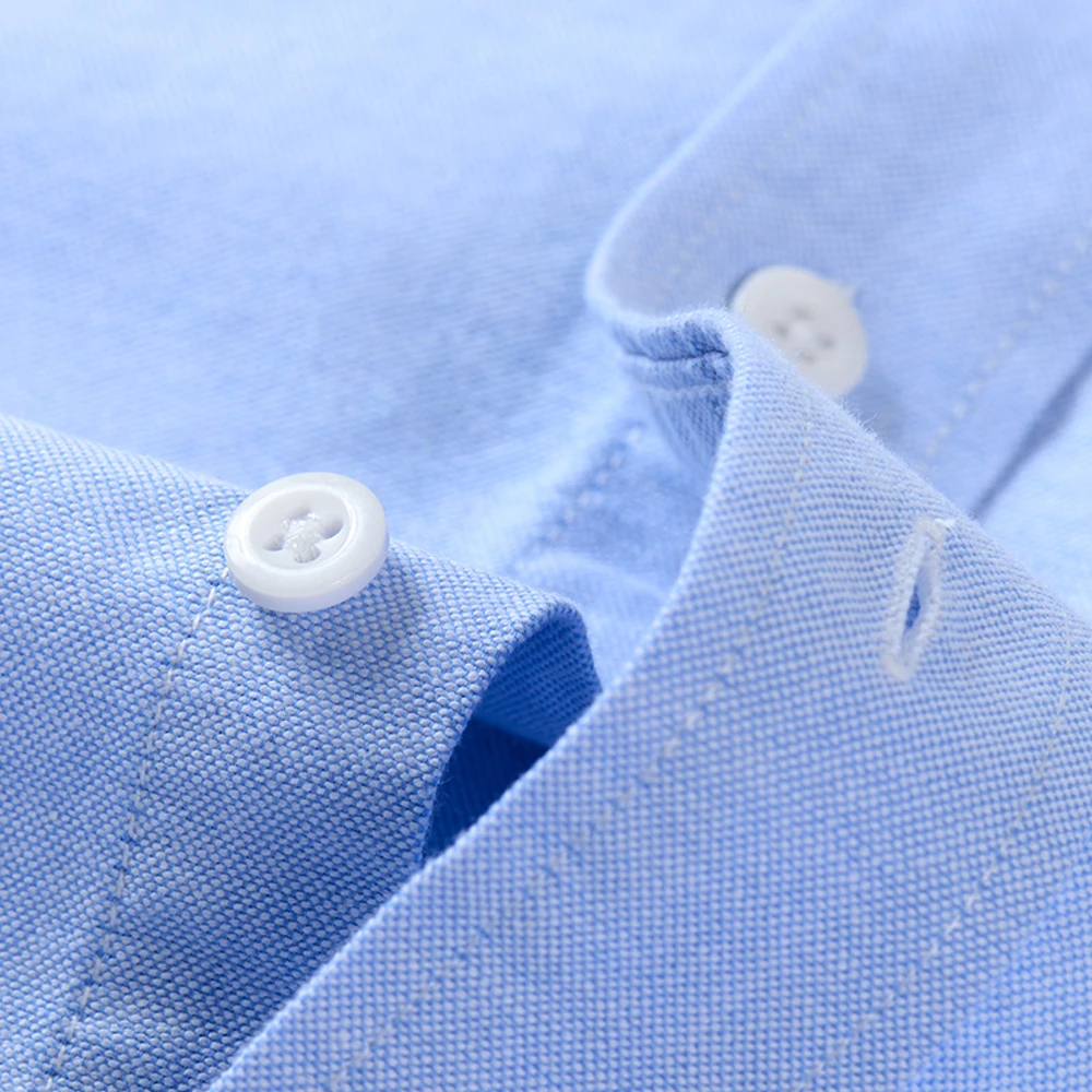 Camisa oxford masculina listrada sólida trabalho casual botão para baixo colarinho camisa de algodão clássico-ajuste camisas de manga longa com bolso