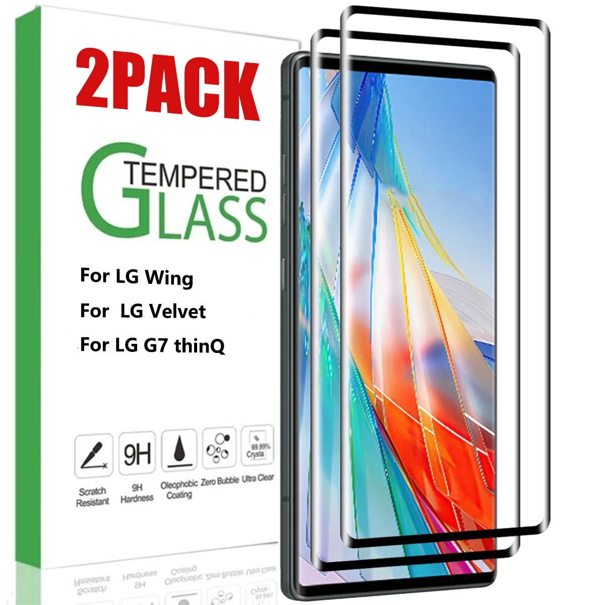 Full Cover Tempered Glass Film For LG Wing/ Velvet/ G7 thinQ Clear Screen Protector 3D Curved Anti-scratch Glass For LG Wing 5G