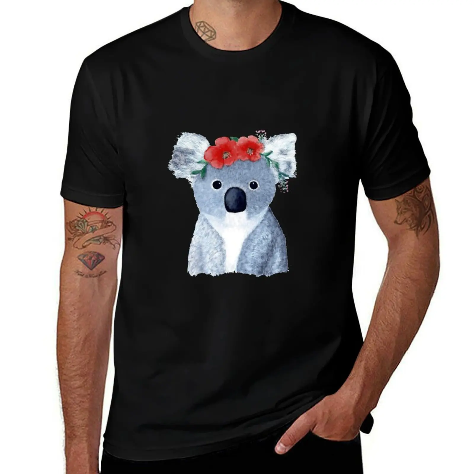 

Watercolour Koala with crown T-Shirt kawaii clothes plus sizes fashion shirts men tshirt