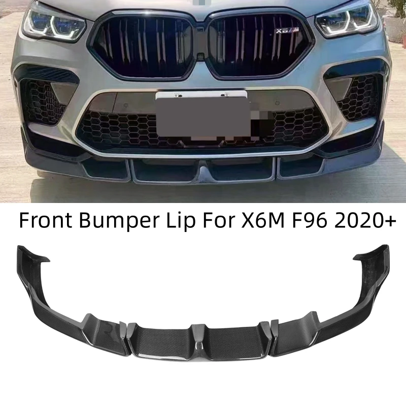 

For BMW X6M F96 2020-2022 LD Style Real Carbon Fiber Car Bumper Spoiler Diffuser Front Splitter Lip Exterior Parts Body Kit