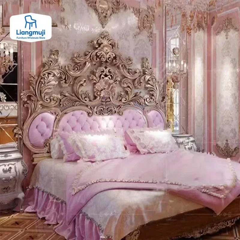 Cama moderna principal, Cama grande De princesa Vintage tallada para niña, Cama doble De lujo, cómoda Cama europea De Casal, muebles para el hogar