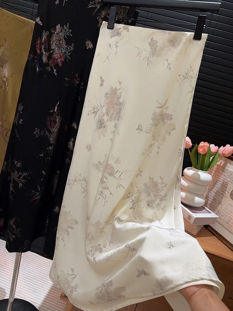 

Новая летняя женская юбка-русалка из китайского атласа с принтом, с высокой талией, из полиэстера, облегающая