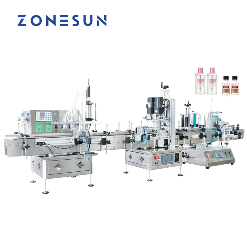 ZONESUN ZS-FAL180C4 Desktop Liquid Filling Capping Labeling Machine Line
