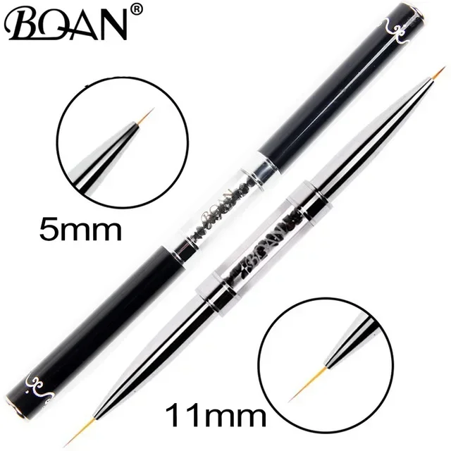 Black Double Head Crystal Handle Drawing Brush for Nail Art