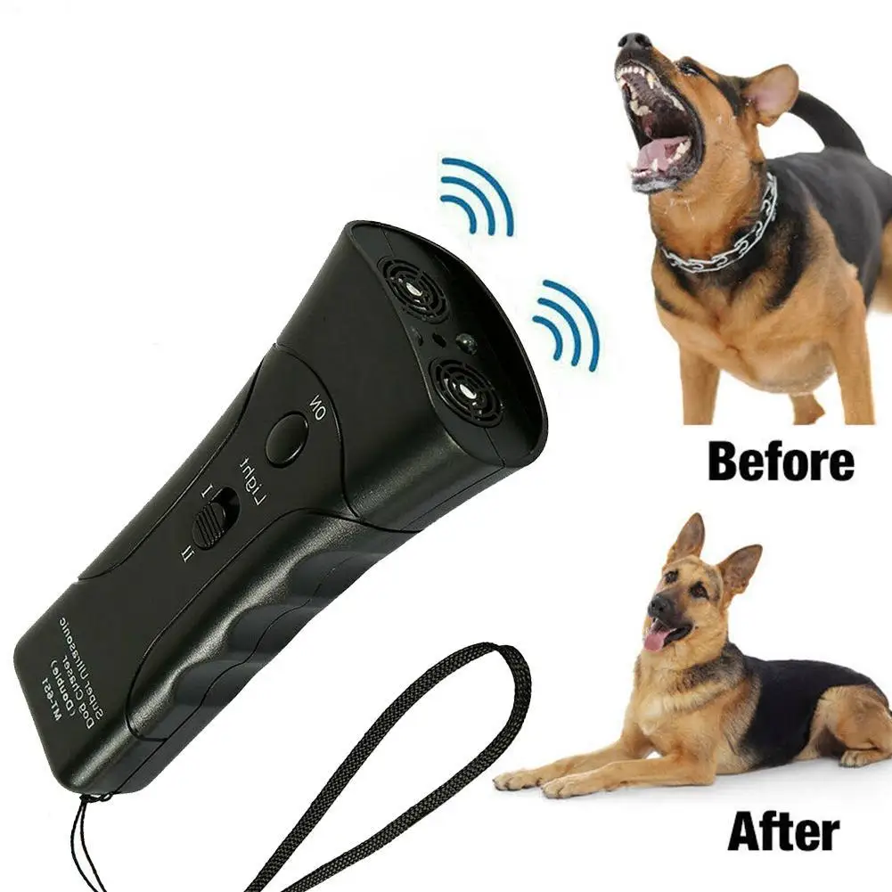 Ultrasonic Dog Chaser Stop Aggressive Animal Attacks Dog Repeller Stop Bark Device with LED Flashlight Pet Dog Training Tools