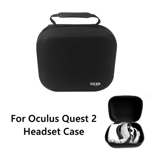 Imagen 2 del producto FICEP-Bolsa de transporte para Oculus Quest 2 /Meta Quest 3/ Pico 4, estuche portátil, caja de almacenamiento de EVA dura, estuche de viaje para auriculares VR
