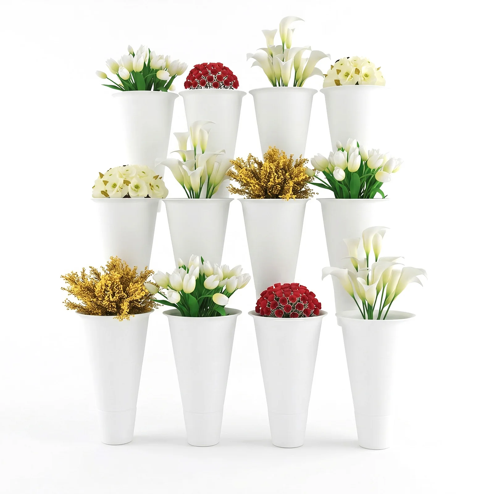 12 PCS Flower Display Stand Buckets (Flower Stand Not Included) Plastic Plant Planter for Home Patio Balcony Garden