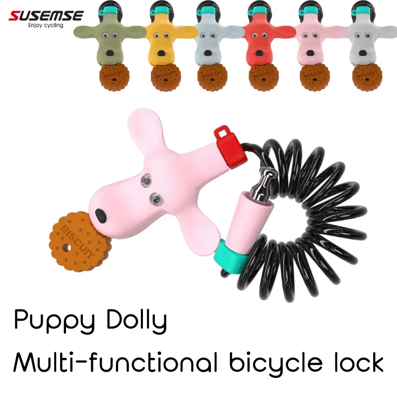 

SUSEMSE Cute dog-shaped Lock for bikes, helmets, mountain bike, road bike, with 2 cookie keys Bike accessories steel bike lock