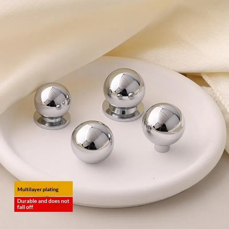 Brass Chrome Plated Ball Shaped Drawer Knobs Smooth Polished Sturdy Build For Cabinet Wardrobe Home Furniture Renovation