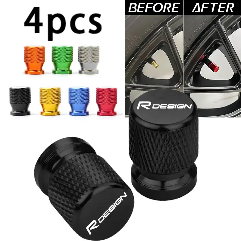 Car Accessories Wheel Tire Valve Caps Stem Cover Plug For Volvo R-Design C30 C70 S60 S90 V60 V90 T5 T6 XC40 XC60 XC90 B5 B6 EM-9
