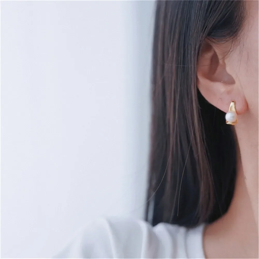 18K anting warna emas Hoops kualitas tinggi membuat perhiasan perlengkapan Diy temuan aksesoris tanpa mutiara E023