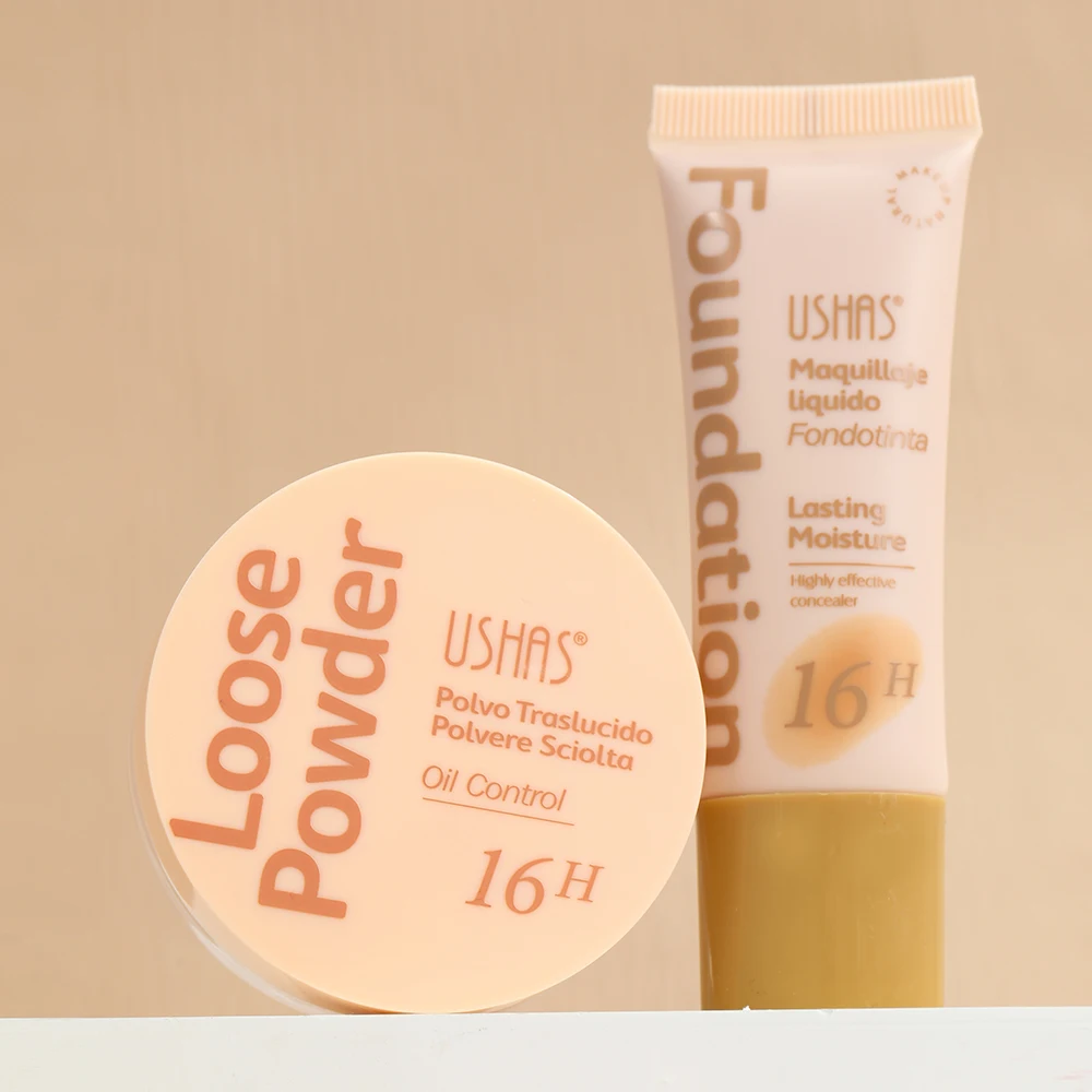 ชุดเริ่มต้น USHAS คอนซีลเลอร์ + แป้ง 3 สี คอนซีลเลอร์ติดทนนาน ควบคุมความมันและให้ความชุ่มชื้น