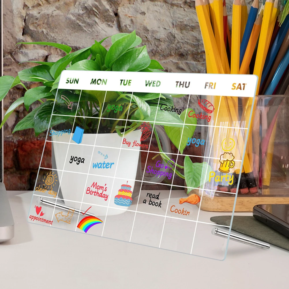 Акриловая заметка для сухого стирания для офиса, дома, доска для письма с ручкой, акриловая доска для студентов, настольный дисплей, знак объявлений