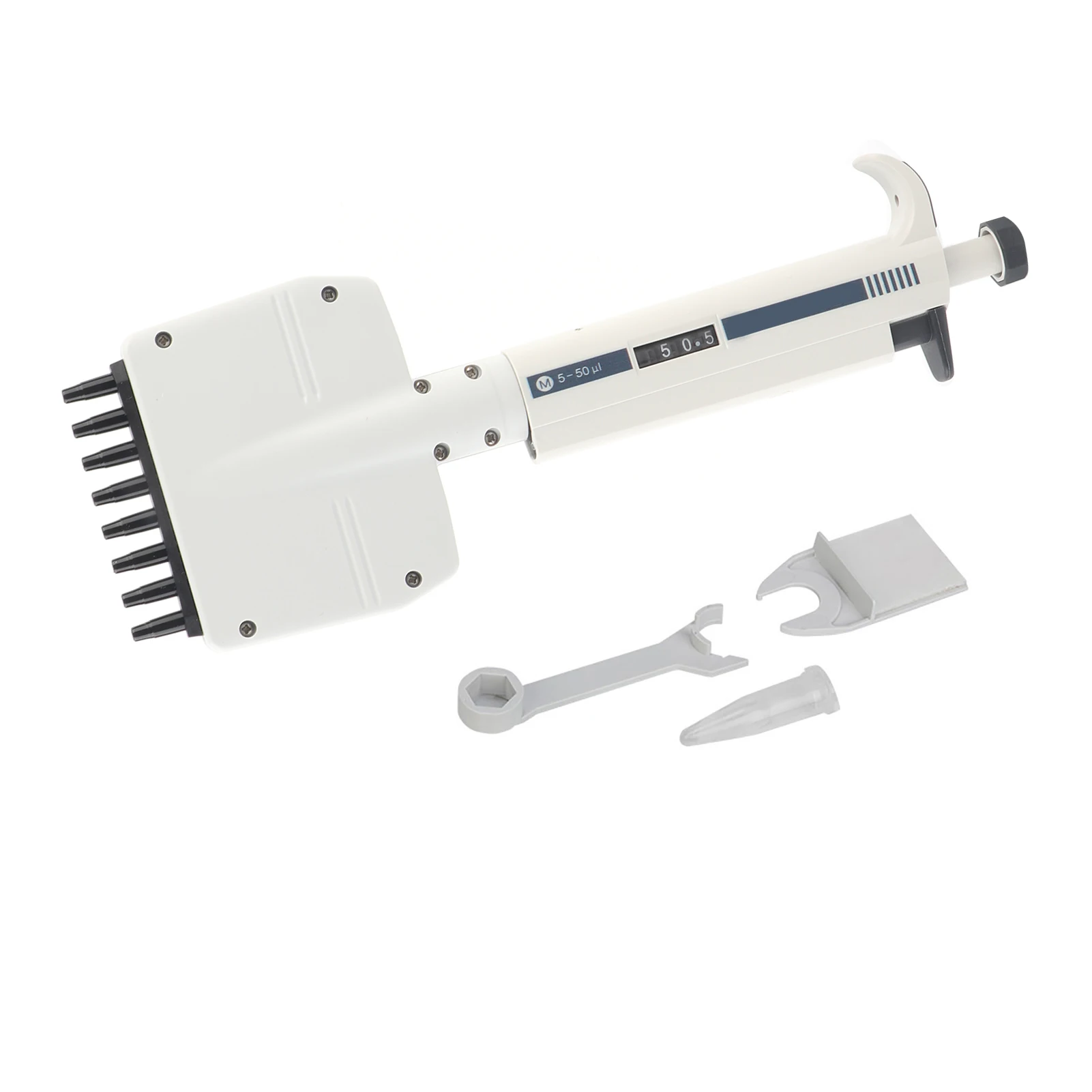 ปิเปต 8 ช่อง 5-50 ไมโครลิตร ปิเปตปรับปริมาตรได้ อุปกรณ์ถ่ายโอนของเหลว เครื่องมือห้องปฏิบัติการ ปิเปต