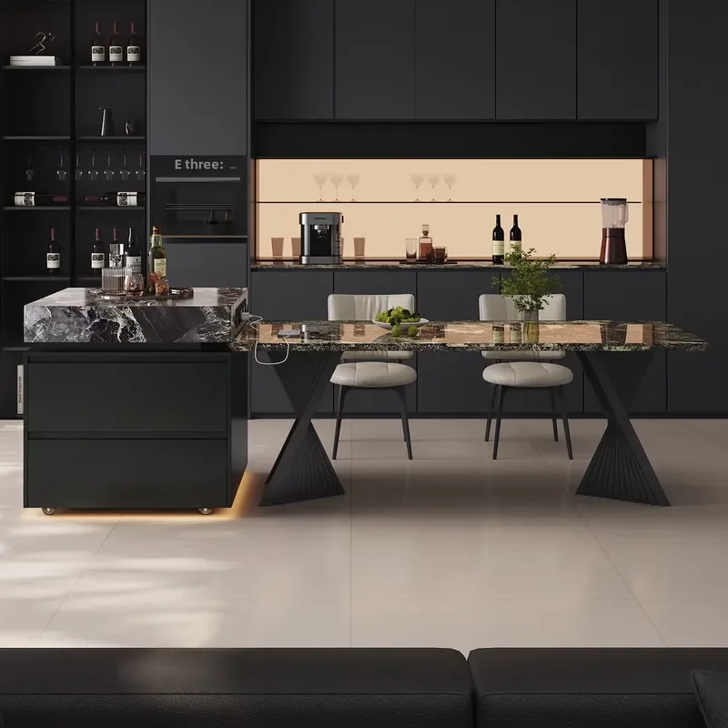 Natural Sintered Stone Island Countertop Dining Table Split Movable Italian Minimalist Designer High-End Stylish