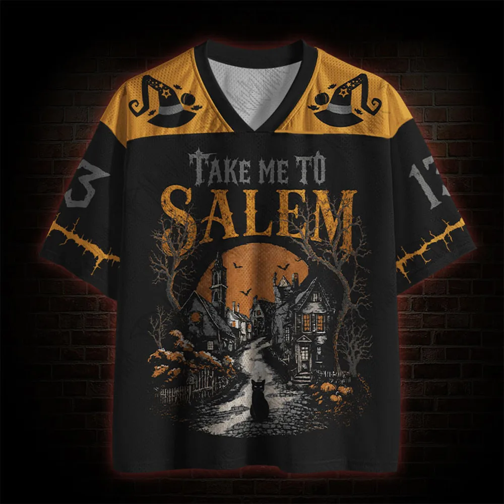 Halloween Limited V-neck Short Sleeved Shirt, Horror Night Pumpkin Head Short Sleeved Shirt,Trendy Sportswear,Full Print T-shirt