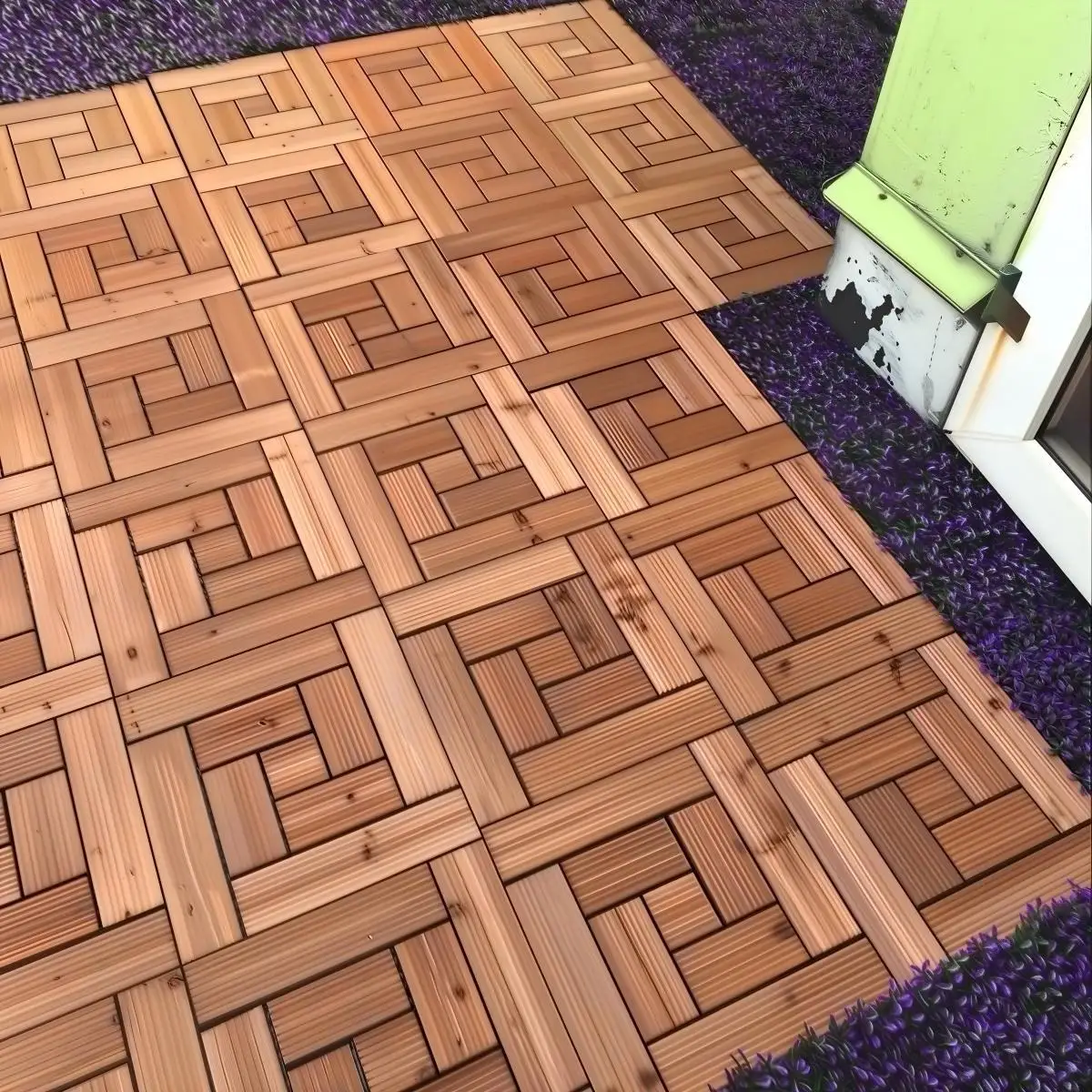Solid wood balcony floor Orange wood floor Solid wood outdoor splicing Terrace courtyard Garden Indoor preservative non-plastic