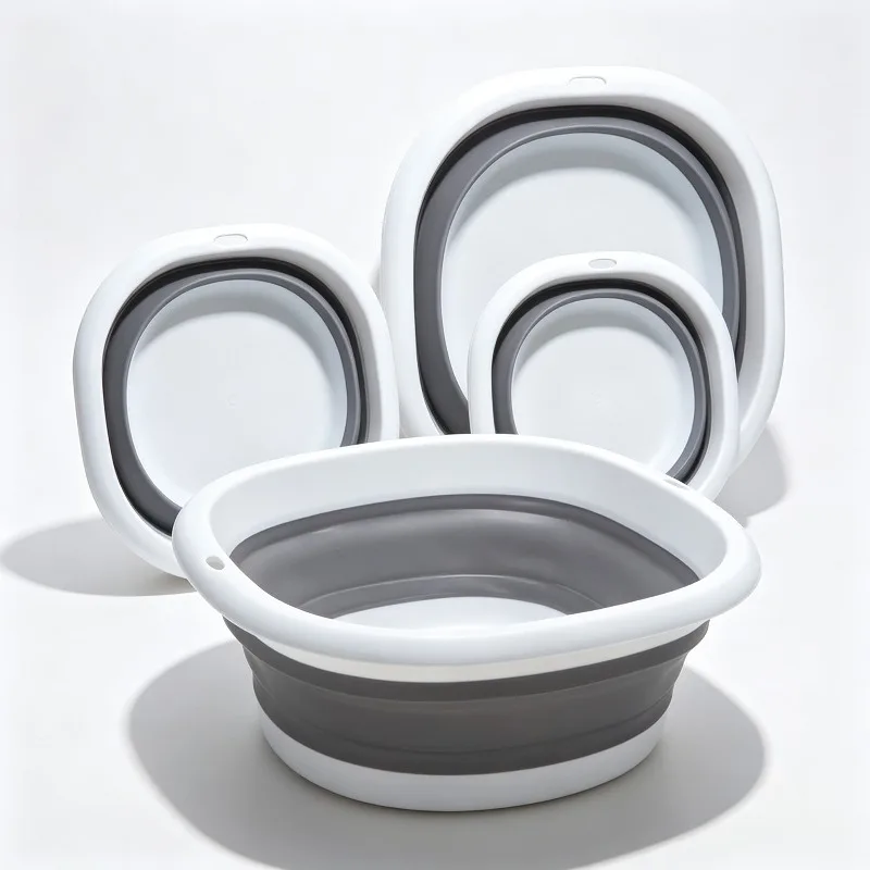 1PC Collapsible Portable Silicone Wash Tub Foldable Multi Function Basin for Face Washing Vegetable Cleaning Dorm Foot SoakP