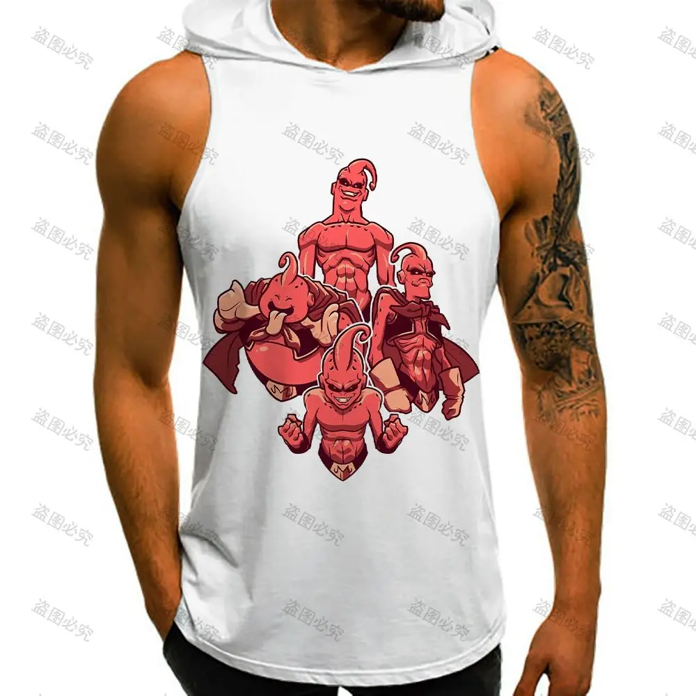 เสื้อกั๊กมีฮู้ดผู้ชายเสื้อยืดขนาดใหญ่ Dragon Ball Z Y2k เสื้อผ้าคุณภาพสูง Gym เพาะกายแนวโน้มเสื้อผ้า Harajuku สไตล์