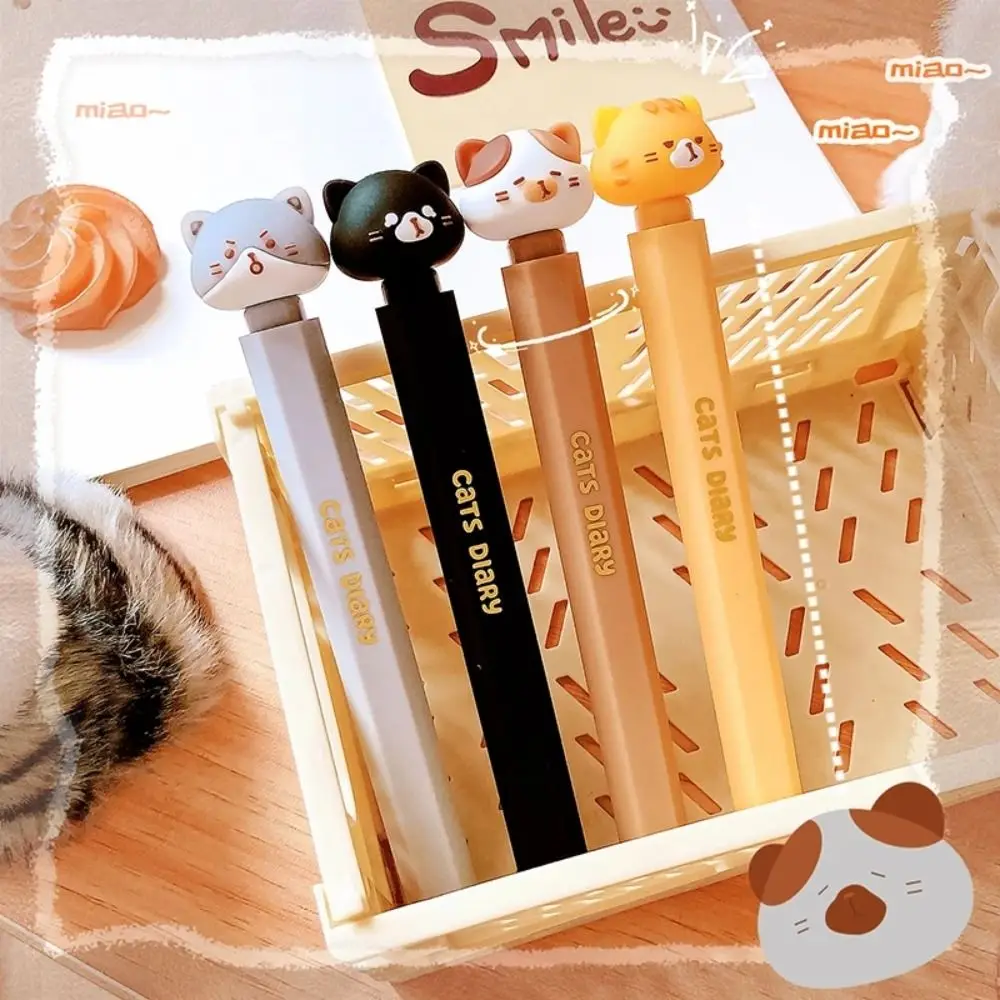 

Stationery Kawaii Cute Cat Gel Pen Cartoon Pretty Aesthetic Lovely Kitty Pen 0.5mm Writing Pen Kids