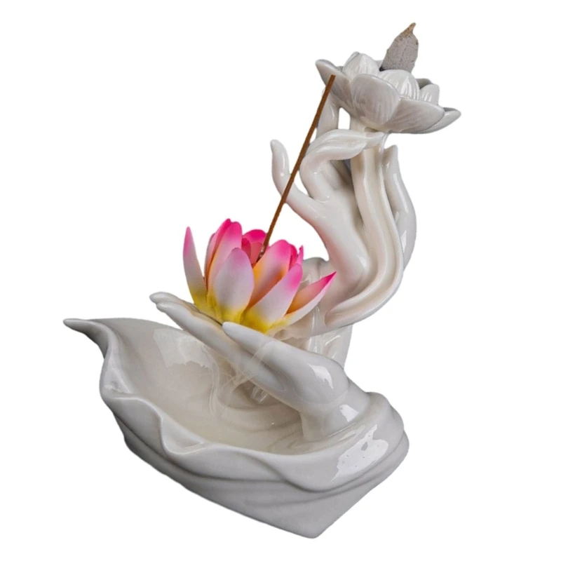 Decorative Ceramic Incenses Holder Flower Backflow Incenses Burners Perfect Gift for Meditation Enthusiasts Home Decor