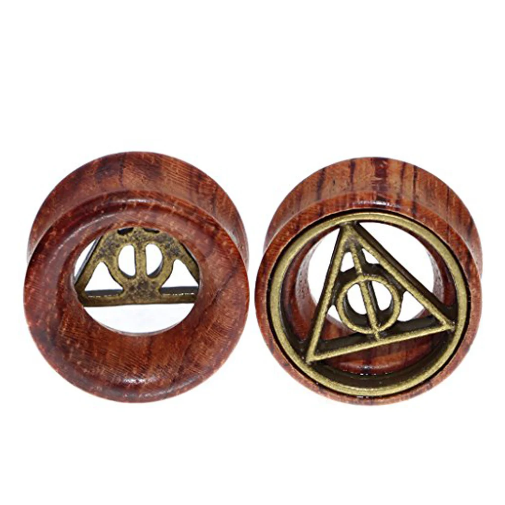 1PC Hollow Organic Wood Flesh Tunnels Double Flared Ear Stretcher Saddle Plugs Gauge 8mm - 20mm