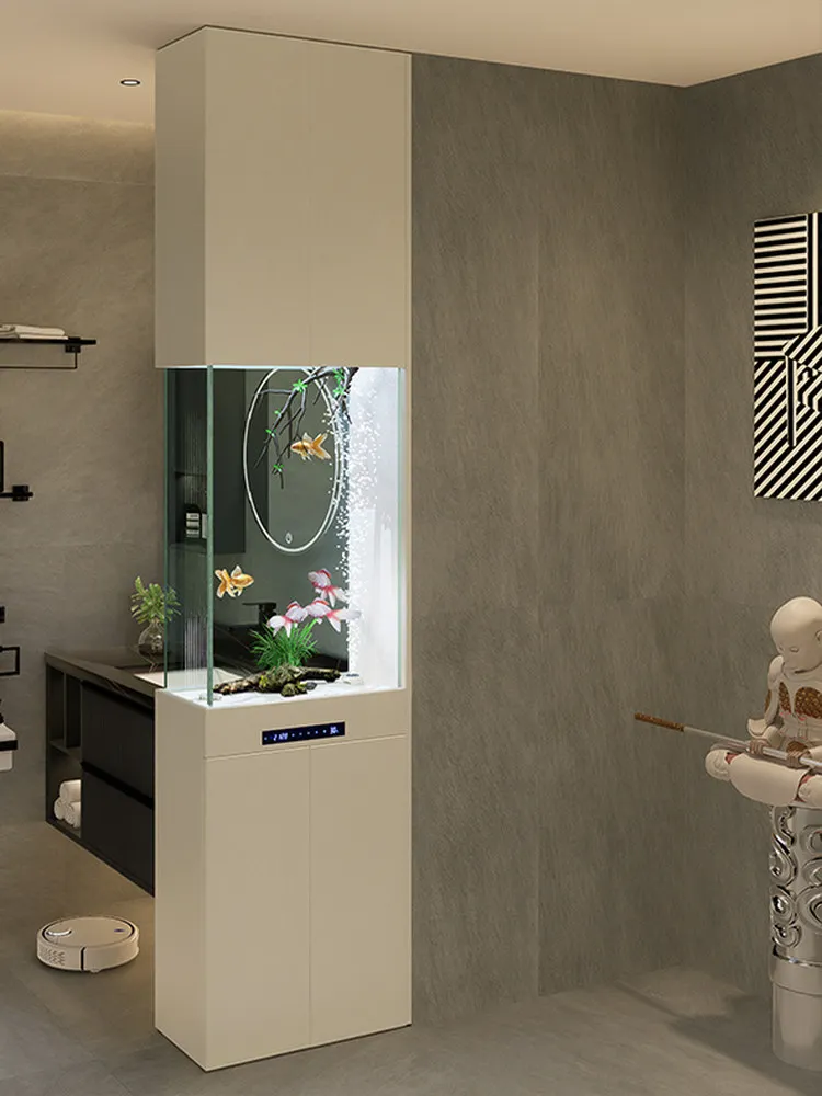 Fish tank living room glass tank, small ecological bottom filter intelligent integrated aquarium with cabinet
