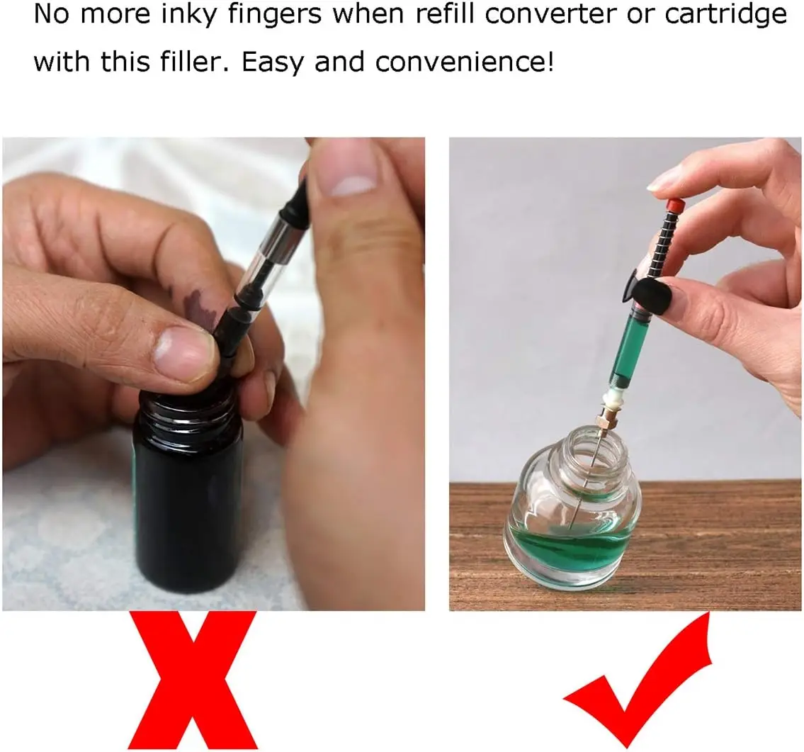 5 Pack Fountain Pen Ink Syringe Filler, Spring Converter with Removable Blunt Needle Tip fountain pen ink filler