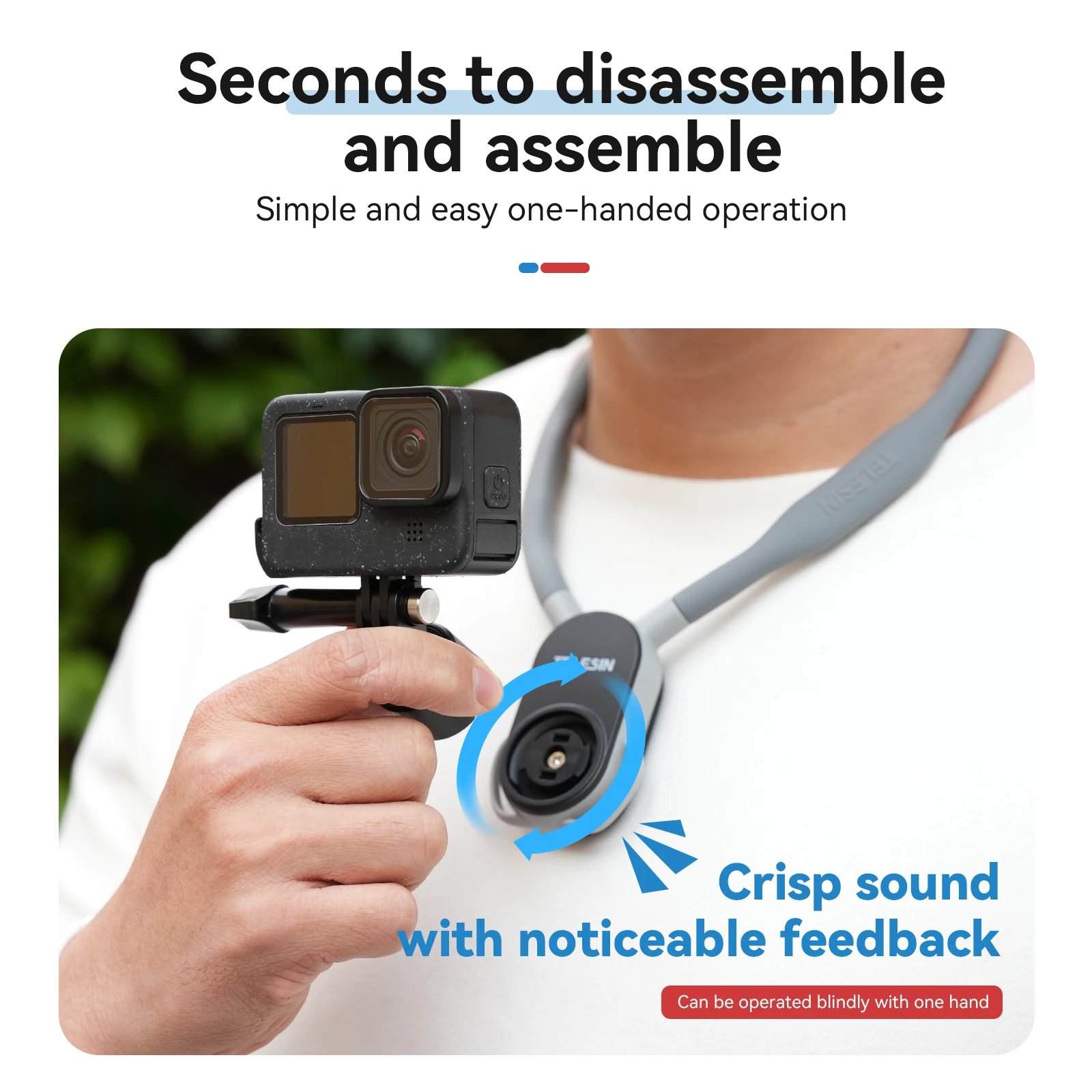 TELESIN Quick Release Silicone Neck Mount Magnetic Hold for GoPro Hero 12 Insta360 DJI Osmo Action 4 Action Camera Accessories