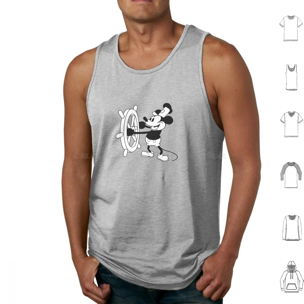 Ndvh Steamboat Willie Tank Tops Vest Sleeveless Mouse Public Domain