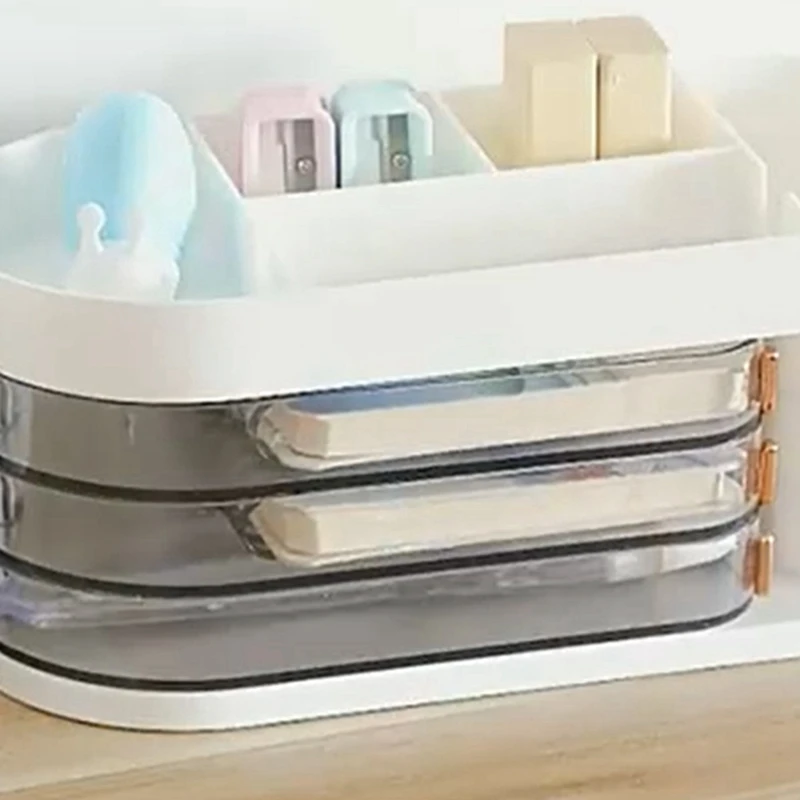 صندوق تخزين متعدد الوظائف ، حامل قلم دوار ، أنبوب شفاف ، أدوات مكتبية ، صندوق تشطيب