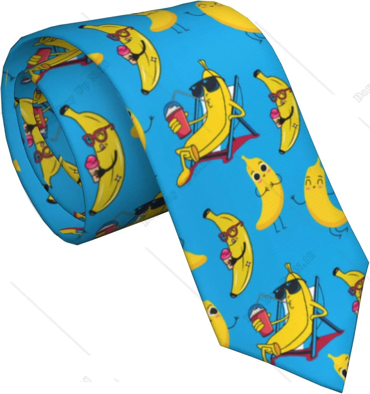 Cartoon Bananas Men'S Tie Funny Casual Print Neckties for Gentlemen Weddings Business Gifts Print One Size