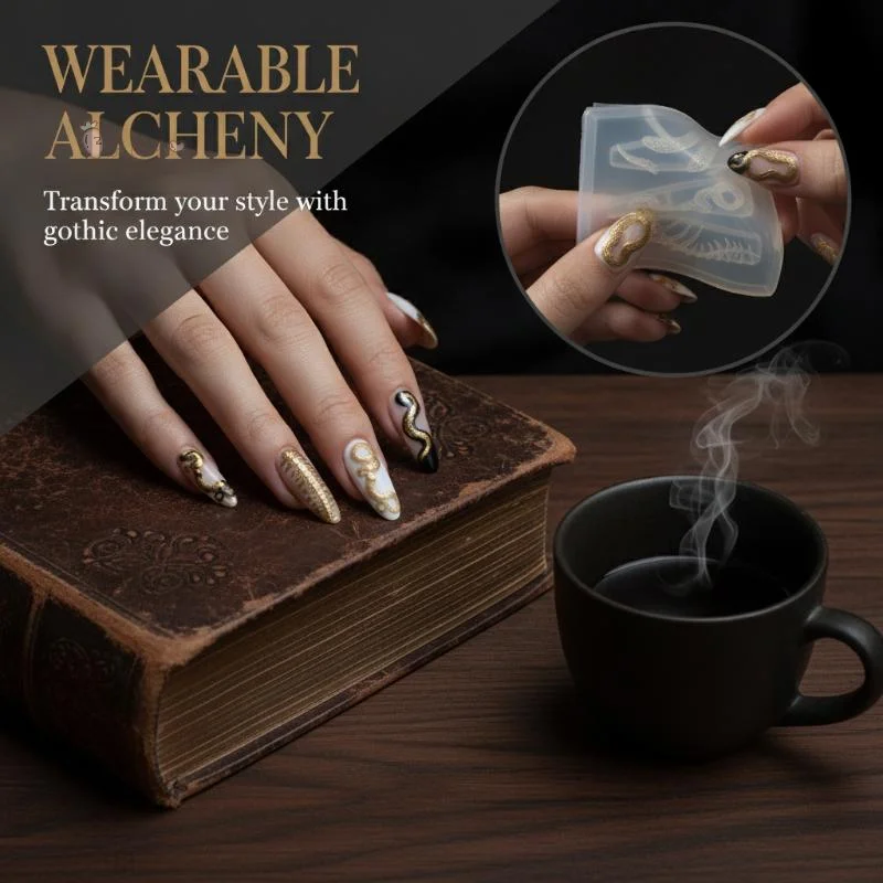 [H] 3D Silicone Nail Art Mold Coiled Snake Skeleton Mold Design Diy Nail Decor Clear Manicure Stencil