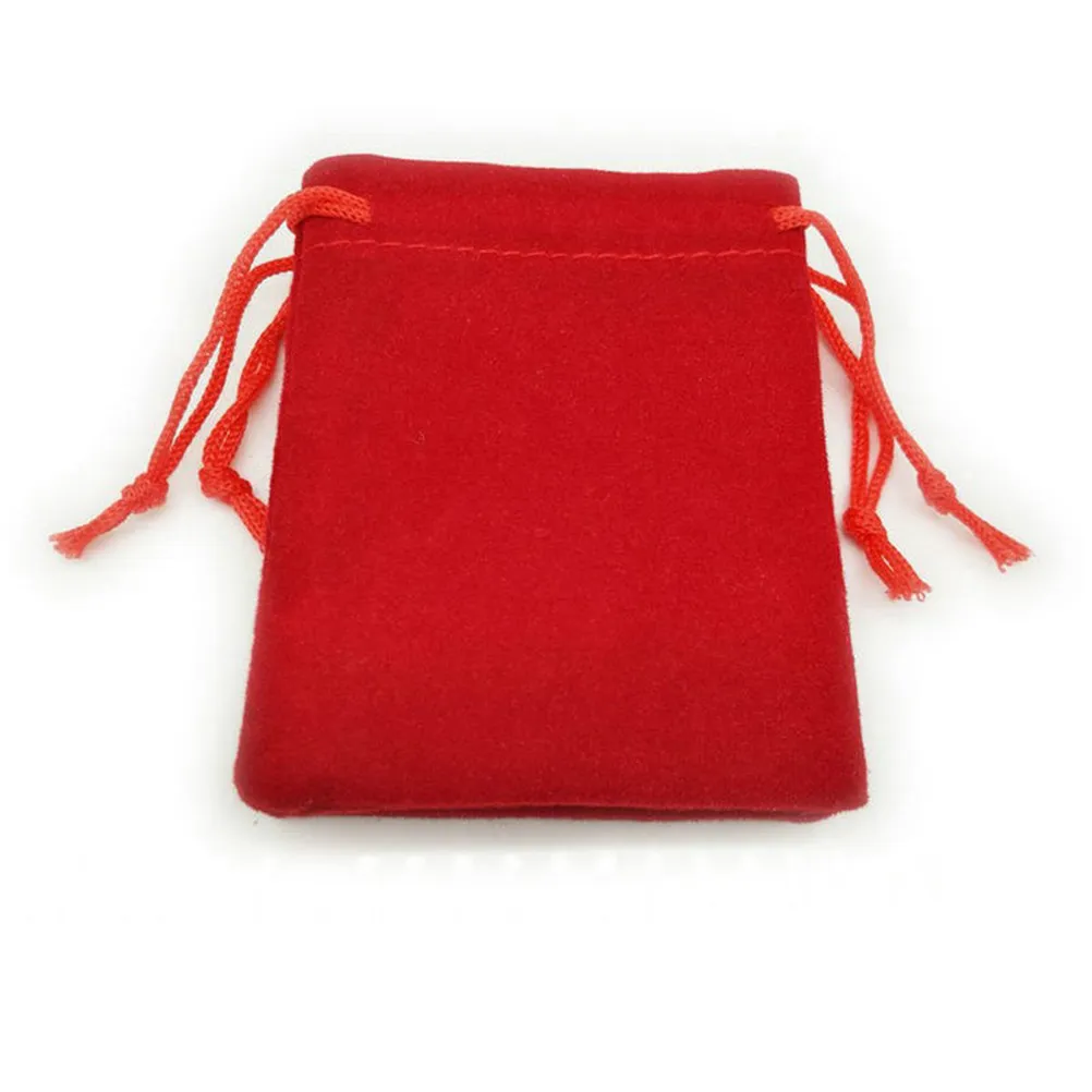 50Pcs 7Cm Red Soft Fabric Drawstring Bag Jewelry Pouch Gift Wedding Party Candy Storage Travel Display Sample Luxury Pouch