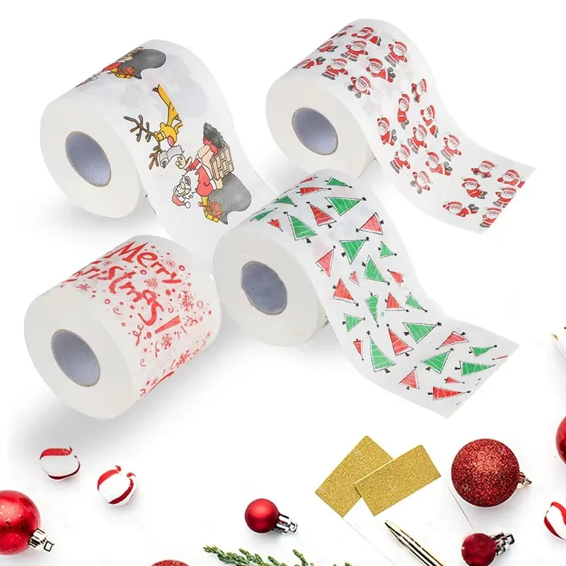 

Toilet Paper Christmas Pattern Series Roll Paper Santa Claus Reindeer Paper Creative Toilet Papers Roll Funny Napkins Xmas Decor