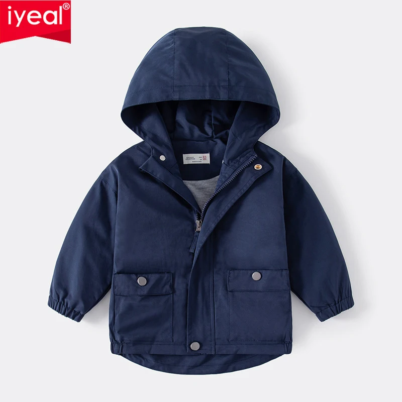 IYEAL Boys' Spring and Autumn Clothing 2026 Spring and Autumn Children's Baby Solid Color Jacket Baby Boys Hooded Jacket Coat