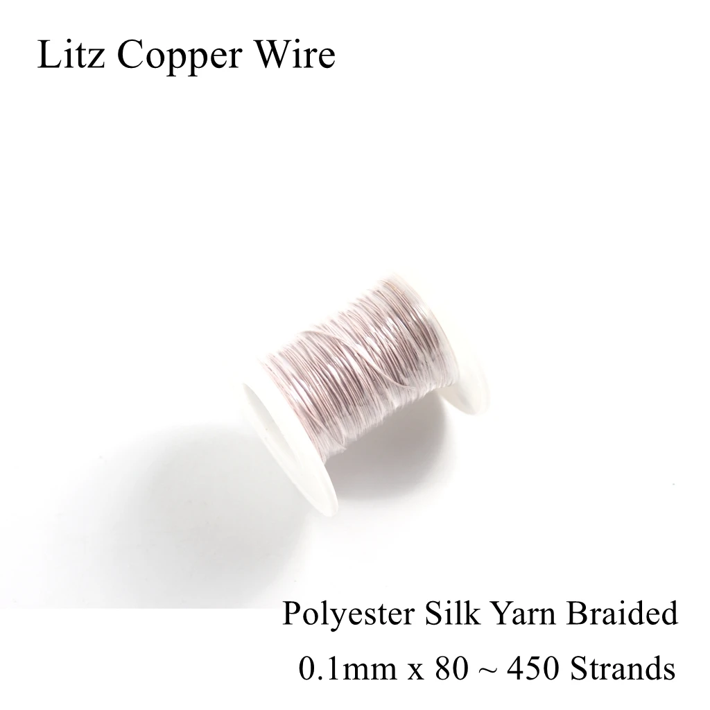

0.1mm x 80 90 100 120 128 135 140 Strands Litz Copper Wire Mine Antenna Multi Core Shares Polyester Silk Yarn Braided Cable 0.1