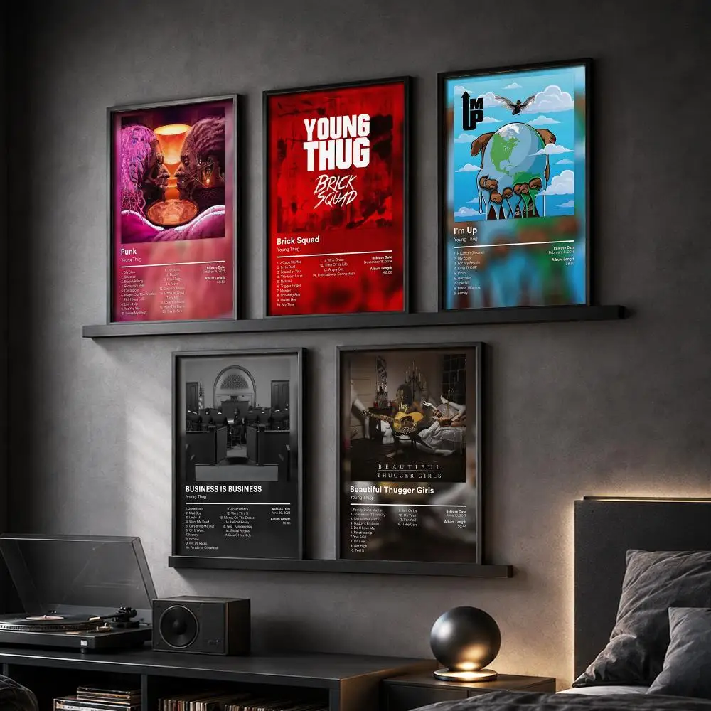 Y-Young Thug Rapper Music Painting Calligraphy Canvas Poster Hallway Bedroom Living Room Home Bar Decoration Interior Wall