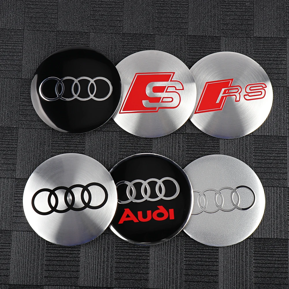 4PCS Car Wheel Hub Caps Emblem Badge Stickers Wheel Center Cover For Audi Sline A1 A2 A3 A4 A5 A6 A7 A8 8P B6 B7 B8 Q3 Q5 Q7 RS