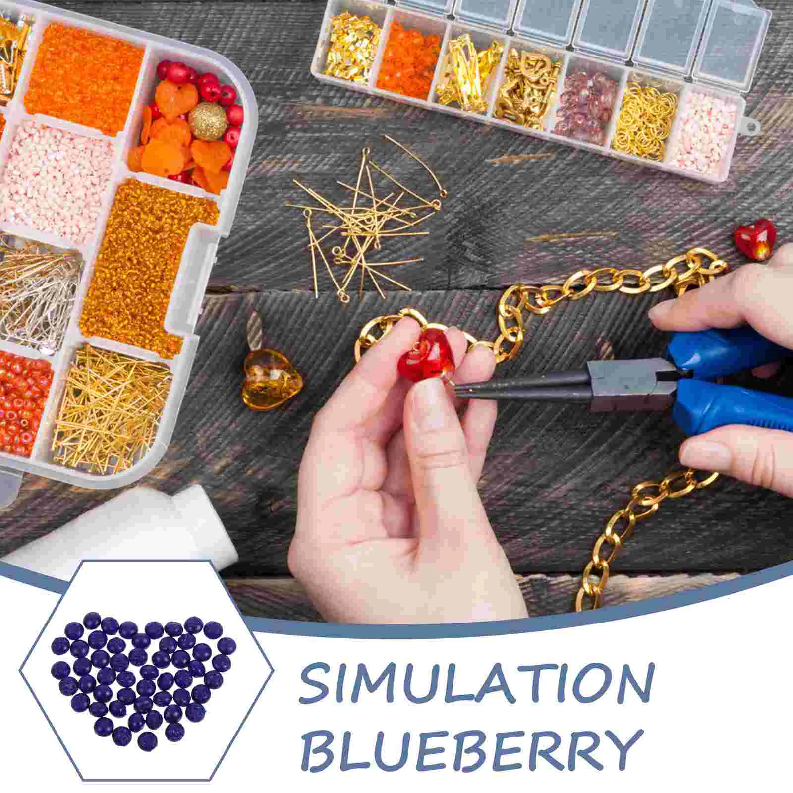 50 Pcs Simulated Resin Blueberry Faux Blueberries Clay Artificial Fruit Lifelike