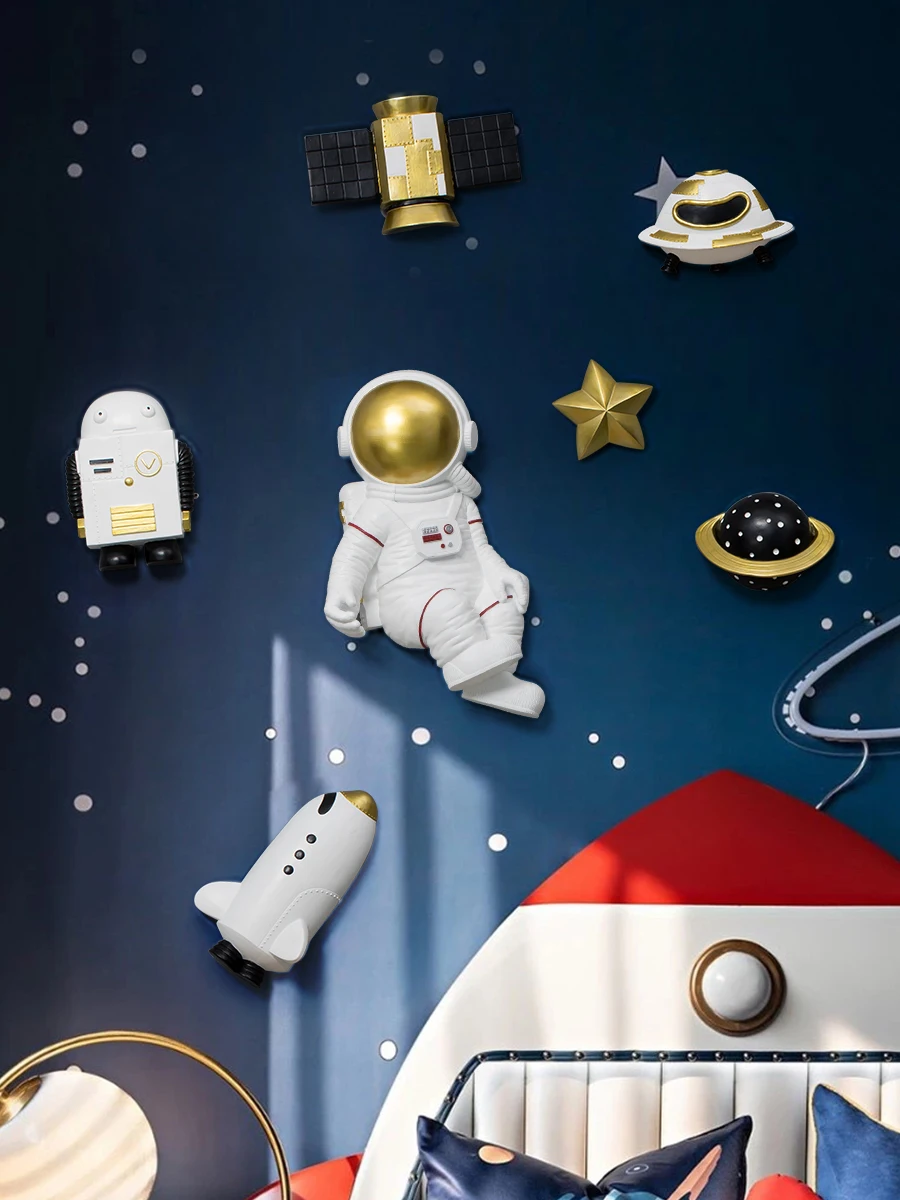 

Room Decor Wall Decoration Figurines For Interior Suspended Planet Wall Hanging Astronaut Background Wall Pendant Home Accessor