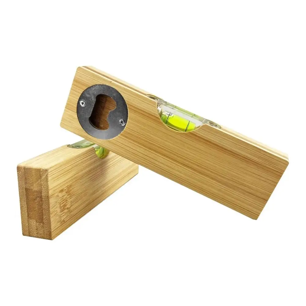

2pcs 2 in 1 Wooden Bottle Opener Portable Practical Bottle Opener Spirit Level Reusable Bamboo Wood Leveler with Opener