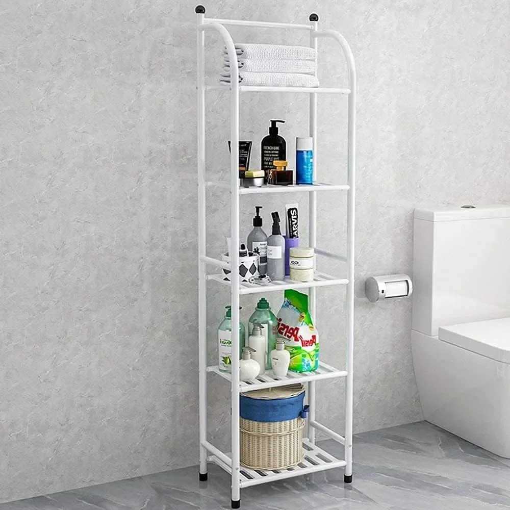 

Bathroom Storage Open Shelf Unit,Storage Shelf Rack Standing Metal Corner Rack 5 Tier Bathroom Storage Shelf Rack A