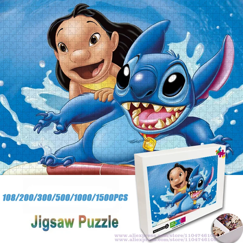 

Anime Lilo & Stitch Puzzle Jigsaw Cartoon Anime Unisex Jigsaw 108/200/300/500/1000/1500Pcs Intelligence Puzzles for Kids