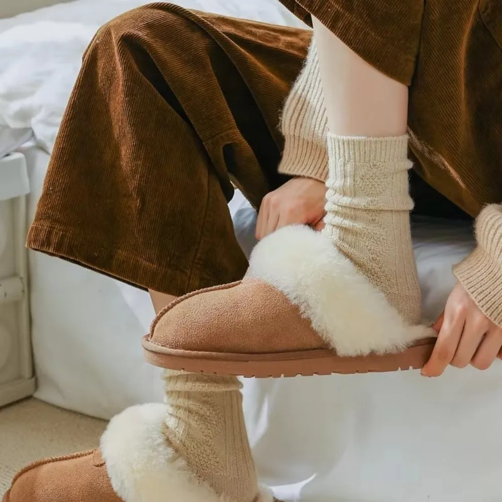 Nuovi calzini invernali caldi in cashmere imitazione addensare calzini a metà polpaccio tinta unita calzini termici traspiranti da donna