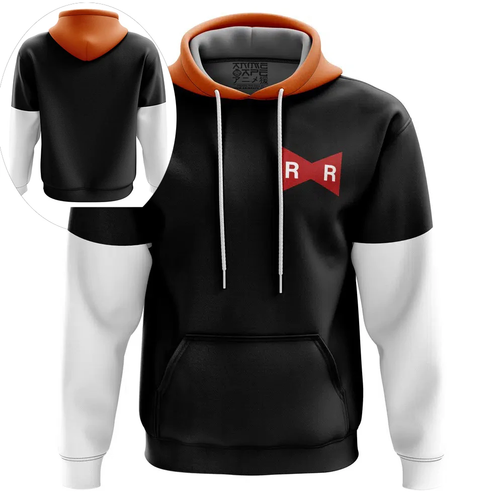 

2026 Autumn Winter Oversized Dragon Ball Red Ribbon Army Hoodie, RR Logo 3D Print Polyester Retro Streetwear Sports Sweatshirt