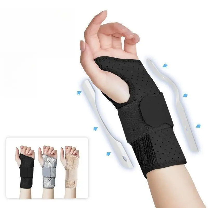 Orthopedic Carpal Tunnel Wristband Adjustable Wrist Support Splint Support Hand Brace with 2 Stays Breathable Wrist Protector