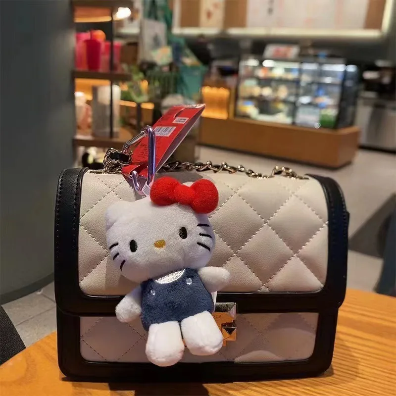 Sanrio Hello Kitty Plush Stuffed Soft Doll Keychain Cartoon Hello Kitty Plushies Bag Pendant Accessories Girls Gift Kids Toys