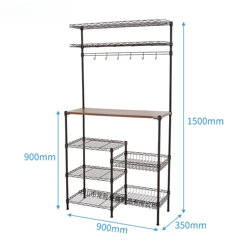 Cross-border e-commerce hot push three-layer powder spraying black wire mesh layer rack household microwave oven rack floor-to-c