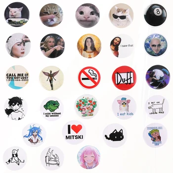 โลหะ Pines สําหรับผู้หญิงเพื่อนกระเป๋าเป้สะพายหลัง Art Hijab Avatar เสื้อผ้าเครื่องประดับวงกลมเข็มกลัดน่ารักมังงะเคลือบป้ายอะนิเมะ